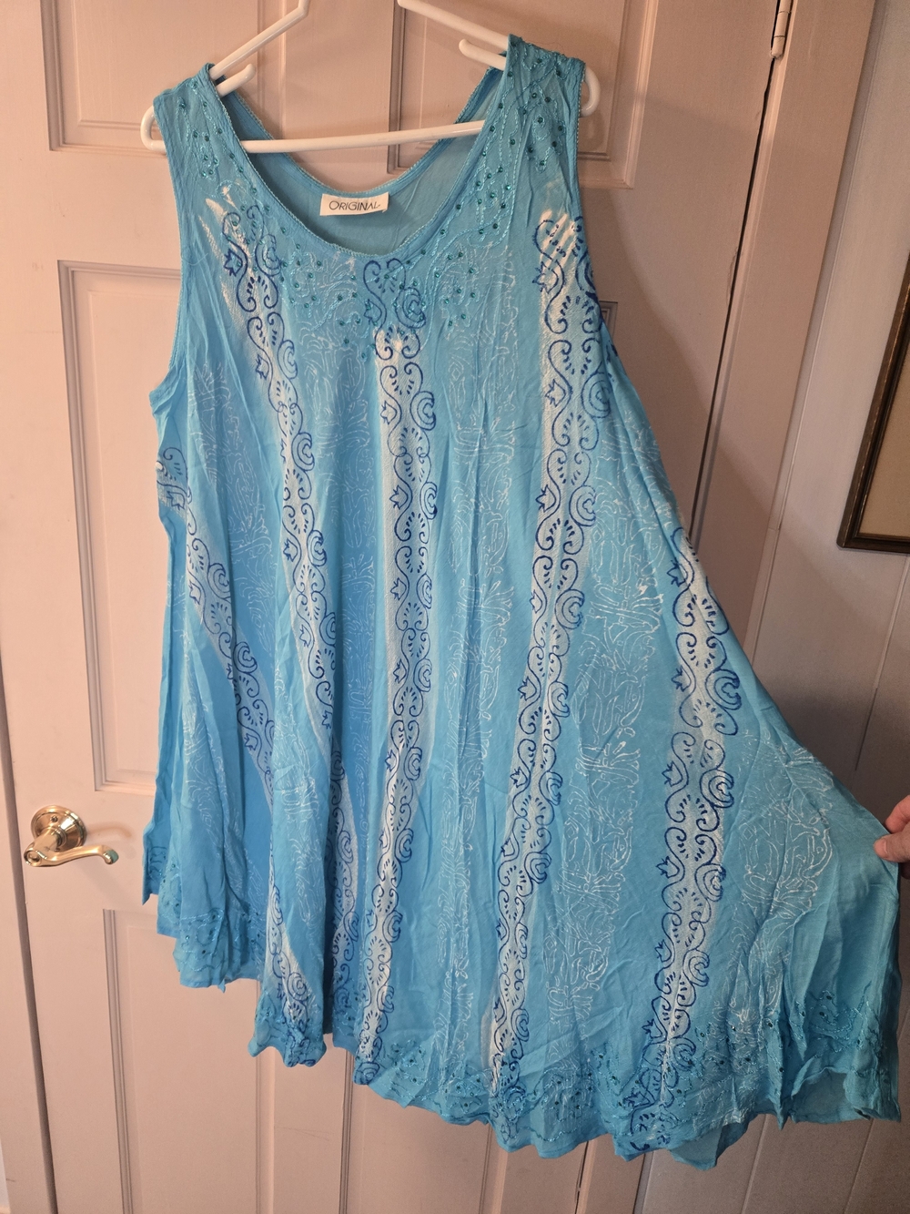 Light Blue Sleeveless Boho Tunic Dress